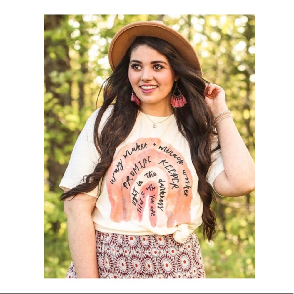 {faith} way maker rainbow boho short sleeve tee - Picture 2 of 9